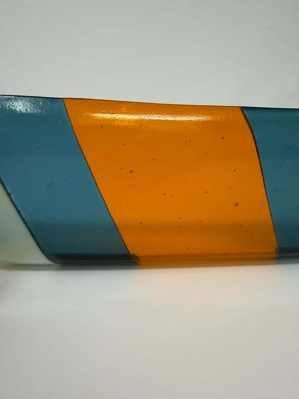 Handcrafted Fused Glass Decorative Tray, Abstract Multi-Color Striped 12” Dish